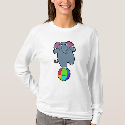 Elephant in Circus met Circus ball T-shirt (Voorkant)