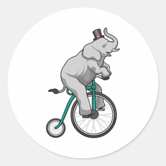 Elephant in Circus met fiets Ronde Sticker (Voorkant)