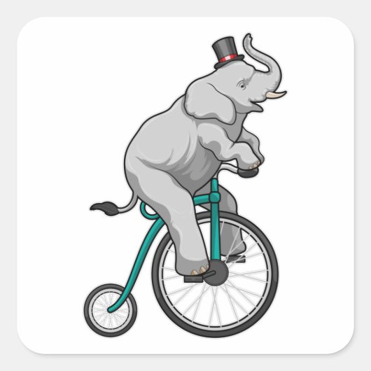 Elephant in Circus met fiets Vierkante Sticker (Voorkant)