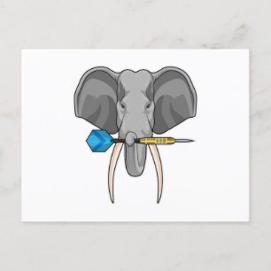 Elephant in Darts met Dart Briefkaart