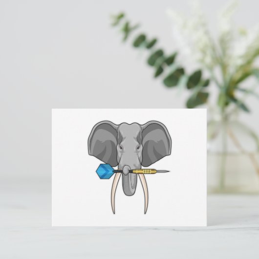 Elephant in Darts met Dart Briefkaart (Staand voorkant)