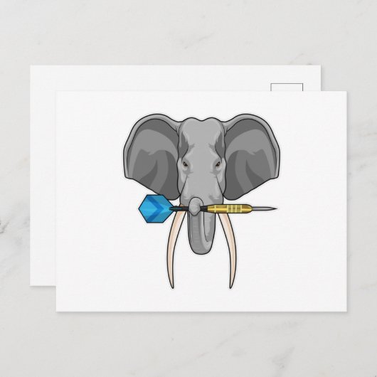 Elephant in Darts met Dart Briefkaart (Voorkant / Achterkant)