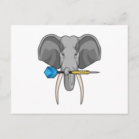 Elephant in Darts met Dart Briefkaart (Voorkant)