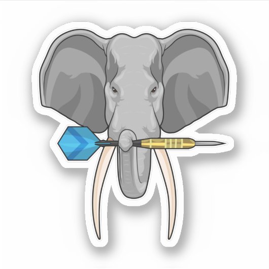 Elephant in Darts met Dart Sticker (Voorkant)