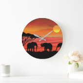 Elephant in de Serengeti Sunset Grote Klok (Huis)
