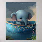 Elephant in een boat Personalized Art Nursery Poster (Voorkant)