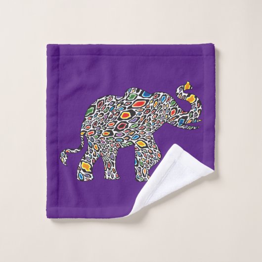 Elephant in een Psychedelic Cheetah Pattern Bad Handdoek (Wasdoekje)