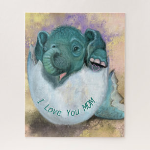 Elephant in eig puzzle - ik hou van je MOM - Legpuzzel