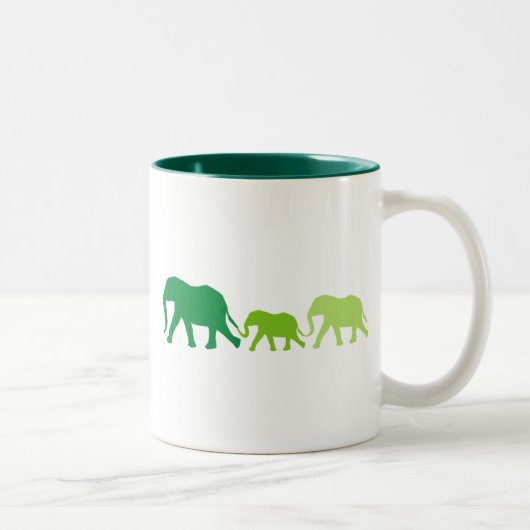 Elephant in Green Tweekleurige Koffiemok (Rechts)