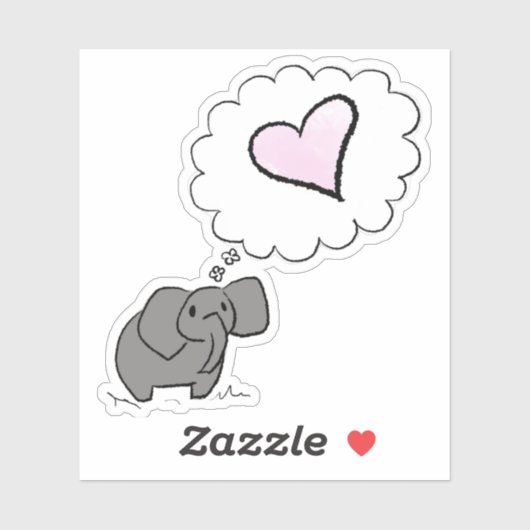 Elephant in liefde sticker (Vel)