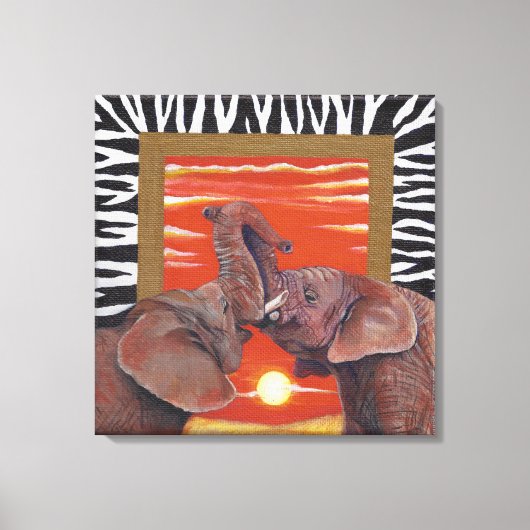 Elephant in Love Sunset and Zebra print (Voorkant)
