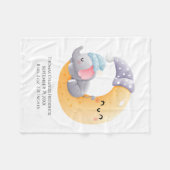 Elephant in Moon Personalized Birth Stats Baby Fleece Deken (Voorkant (Horizontaal))
