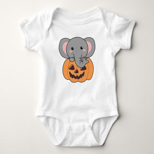 Elephant in pomkin Cute Elephant Happy Halloween Romper (Voorkant)