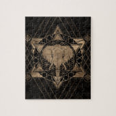 Elephant in Sacred Geometry - Zwart en goud Legpuzzel (Verticaal)