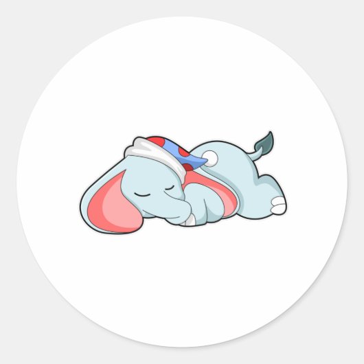 Elephant in Sleeping met Sleepyhead Ronde Sticker (Voorkant)