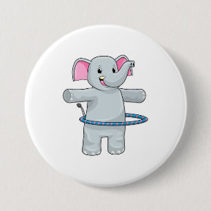 Elephant in Sports with Fitness tires Ronde Button 7,6 Cm