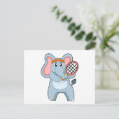 Elephant in Tennis met Tennis racket Briefkaart (Staand voorkant)