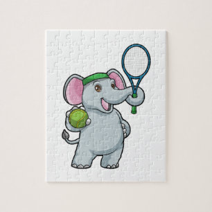 Elephant in Tennis met Tennis racket Legpuzzel