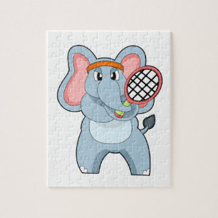 Elephant in Tennis met Tennis racket Legpuzzel