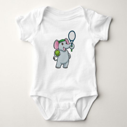 Elephant in Tennis met Tennis racket Romper (Voorkant)