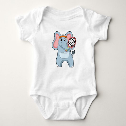 Elephant in Tennis met Tennis racket Romper (Voorkant)