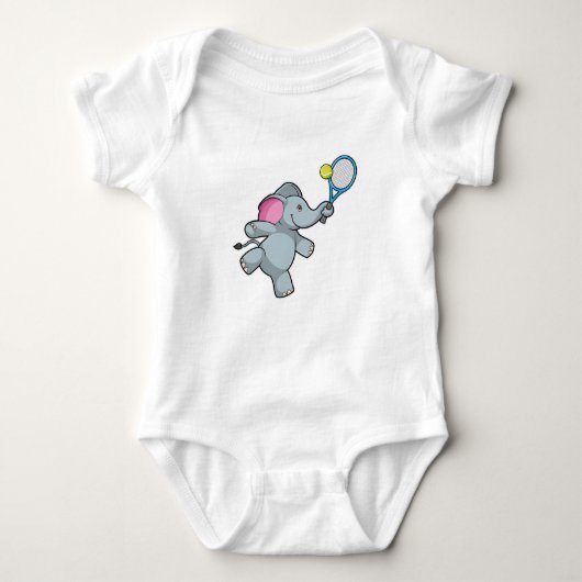 Elephant in Tennis met Tennis racket Romper (Voorkant)