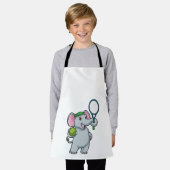 Elephant in Tennis met Tennis racket Schort (Gedragen)