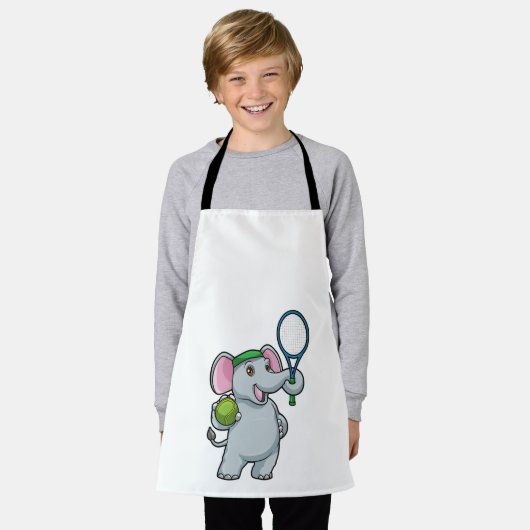 Elephant in Tennis met Tennis racket Schort (Gedragen)