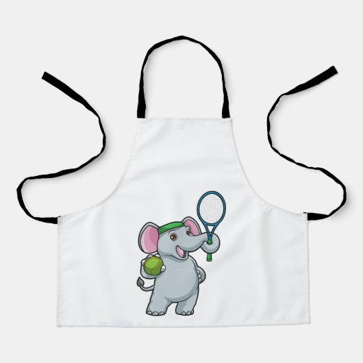Elephant in Tennis met Tennis racket Schort (Voorkant)
