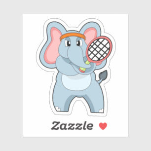 Elephant in Tennis met Tennis racket Sticker