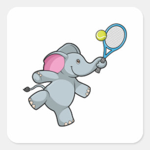 Elephant in Tennis met Tennis racket Vierkante Sticker