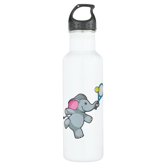 Elephant in Tennis met Tennis racket Waterfles (Voorkant)