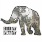 Elephant in the Ruins of Cambodia: Earth Day Stick Sticker (Voorkant)