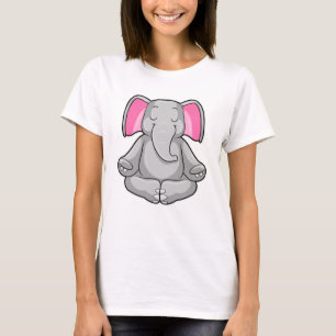 Elephant in Yoga in kruispoten T-shirt