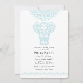 Elephant Indian Blue Baby shower Kaart (Voorkant)