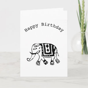 Elephant (Indische stempel) Birthday-kaart Kaart
