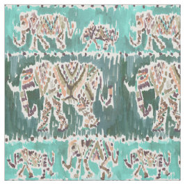 ELEPHANT INTELLIGENTSIA Aqua Boho Tribal Stof