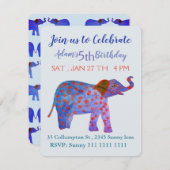 Elephant, Invitation d'anniversaire (Devant / Derrière)