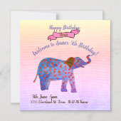 Elephant, Invitations de fête d'anniversaire de la (Recto)