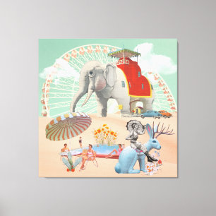 Elephant & Jackrabbit Roadside Attraction Collage Canvas Afdruk