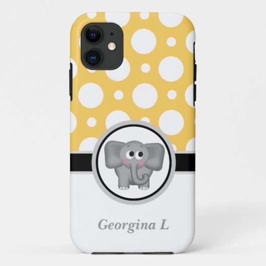 Eléphant Jaune & Blanc Polka Dot iPhone 5 Coque (Dos)