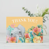 Eléphant jaune rose Turquoise Merci floral (Debout devant)