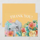 Eléphant jaune rose Turquoise Merci floral (Devant / Derrière)