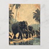 Elephant Jungle Serenity : Carte postale Vintage (Devant)
