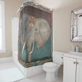 Elephant Kashmir Kani Paisley Tribal Bath Decor Douchegordijn (In situ)