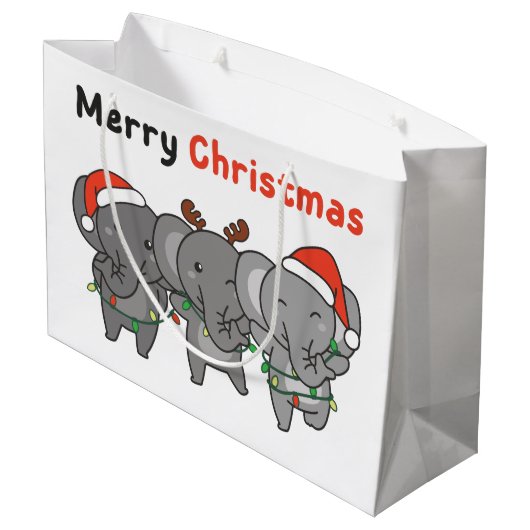 Elephant kerstdieren Elephants Merry Large G Groot Cadeauzakje (Achterkant Gekanteld)