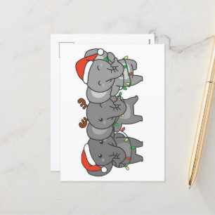 Elephant Kerstmis Animals Cute Holiday Feestdagenkaart