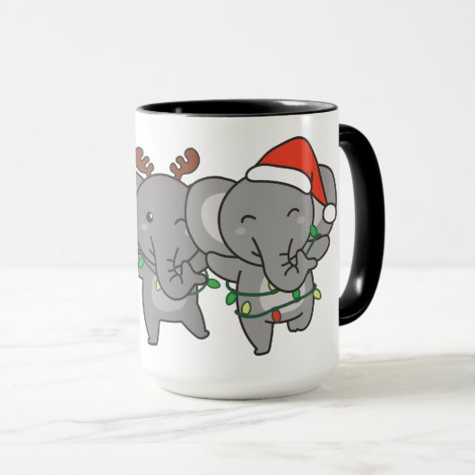 Elephant Kerstmis Animals Cute Mok (Voorkant rechts)