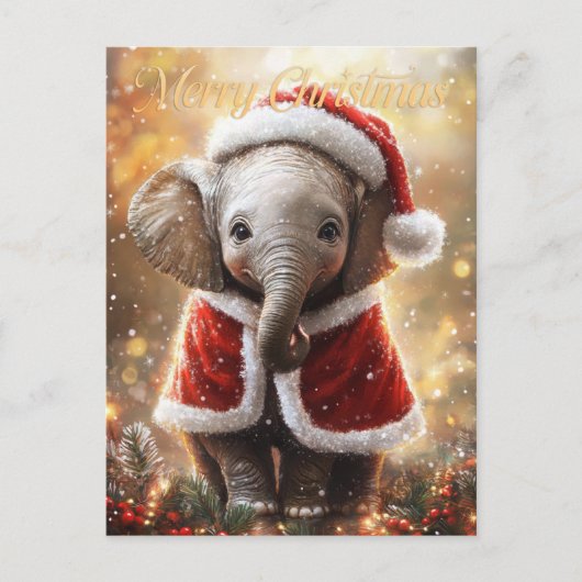 Elephant Kerstmis Briefkaart (Voorkant)