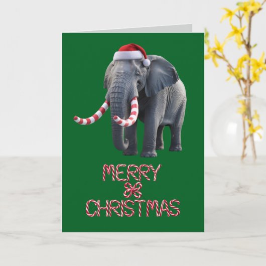 Elephant Kerstmis Kaart (Gele Bloem)